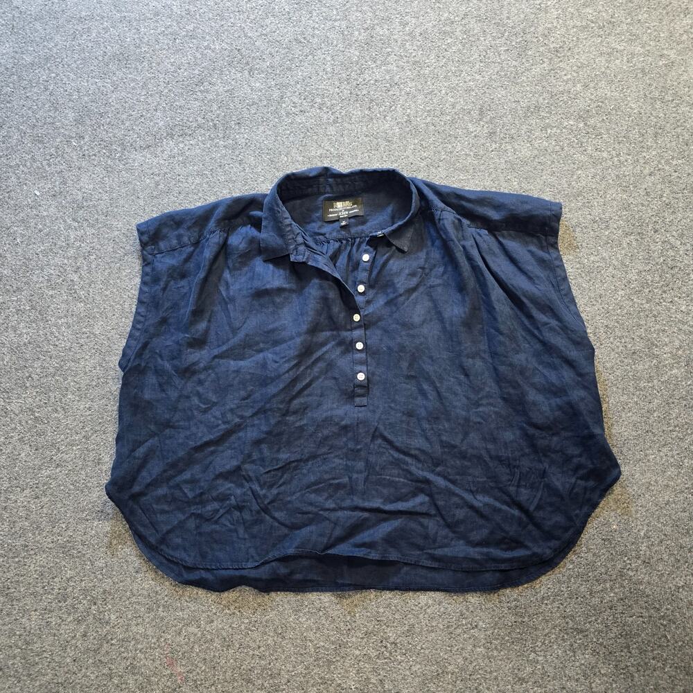 J Crew Top Womens Size 2X Blue Irish Linen Baird McNutt Popover Boxy Caspsule